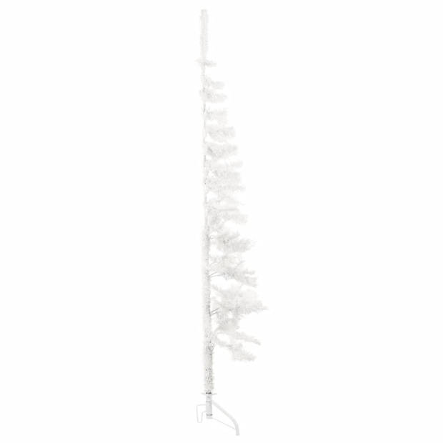 The Living Store Kunstkerstboom - Halve - 120 cm - Ruimtebesparend - PVC - Wit - 80 uiteinden