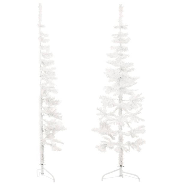 The Living Store Kunstkerstboom - Halve boom - Wit - PVC - 180 cm hoog