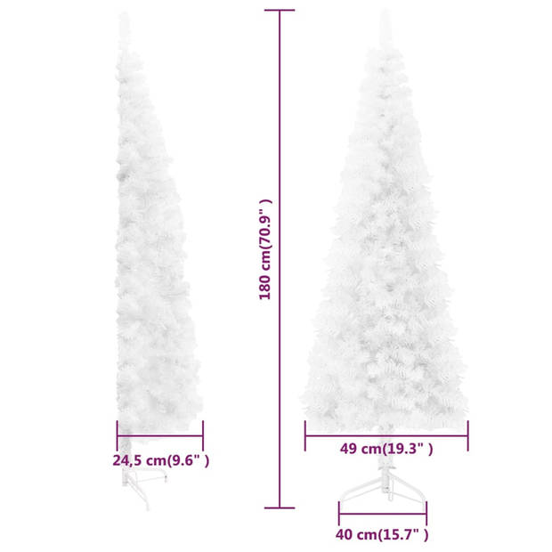 vidaXL Kunstkerstboom half met standaard smal 180 cm wit