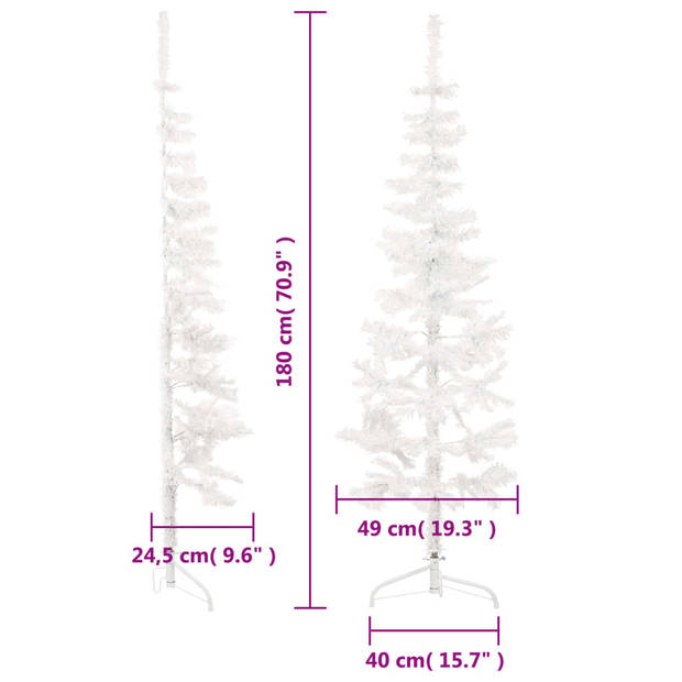 vidaXL Kunstkerstboom half met standaard smal 180 cm wit