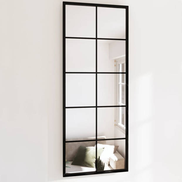 The Living Store Wandspiegel Zwart 100x40cm - Wandmontage - 3mm dik glas