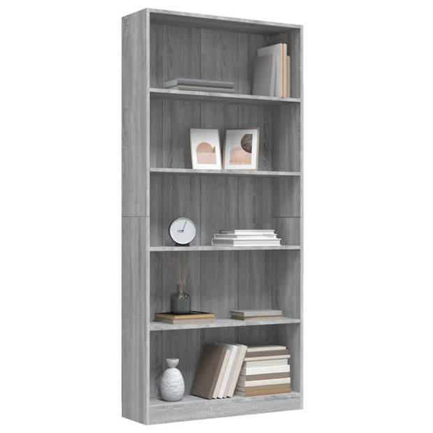 vidaXL Boekenkast 80x24x175 cm bewerkt hout grijs sonoma eikenkleurig