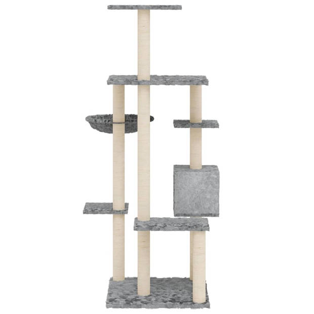 The Living Store Kattenboom - Luxe - Kattenmeubel - 78.5 x 65 x 142 cm - Lichtgrijs