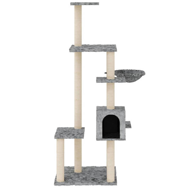 The Living Store Kattenboom - Luxe - Kattenmeubel - 78.5 x 65 x 142 cm - Lichtgrijs