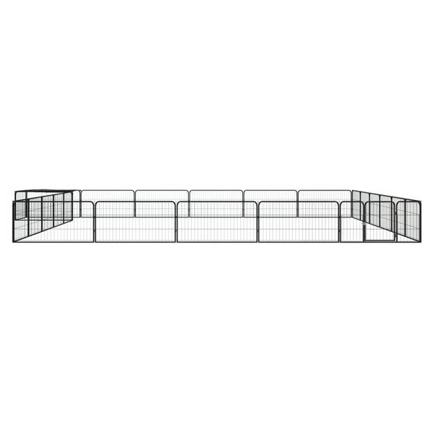 vidaXL Hondenkennel 24 panelen 100x50 cm gepoedercoat staal zwart