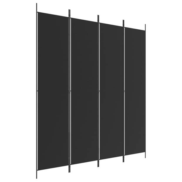 vidaXL Kamerscherm met 4 panelen 200x220 cm stof zwart