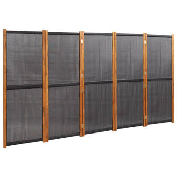 vidaXL Kamerscherm met 5 panelen 350x180 cm zwart