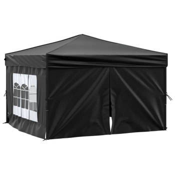 vidaXL Partytent inklapbaar met zijwanden 3x3 m zwart