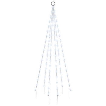 vidaXL Vlaggenmast kerstboom 108 LED's koudwit 180 cm