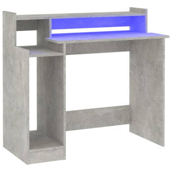 vidaXL Bureau met LED-verlichting 97x45x90 cm bewerkt hout betongrijs