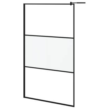 vidaXL Inloopdouchewand 115x195 cm mat ESG-glas zwart