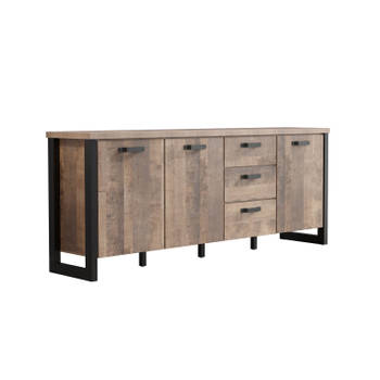 Emile dressoir 3 deuren, 3 laden, eik decor.