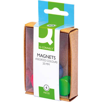 Q-CONNECT magneten 20 mm geassorteerde kleuren doos van 6 stuks 10 stuks
