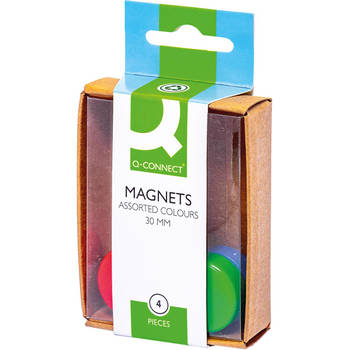 Q-CONNECT magneten 25 mm geassorteerde kleuren doos van 4 stuks 10 stuks