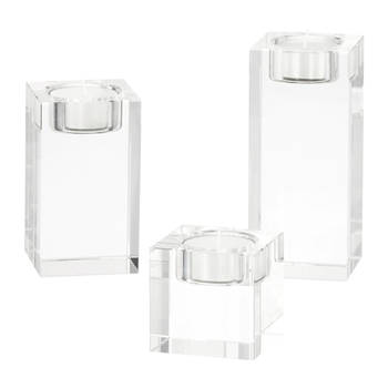 QUVIO Waxinelichthouder - Set van 3 - Glas