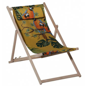 Blokker strandstoel Riff 90 x 55 x 87 cm hout/polykatoen geel aanbieding