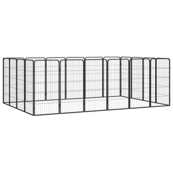 vidaXL Hondenkennel 20 panelen 50 x 100 cm gepoedercoat staal zwart