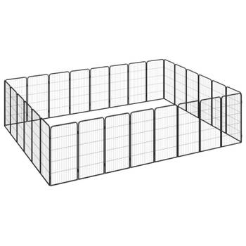 vidaXL Hondenkennel 28 panelen 50x100 cm gepoedercoat staal zwart