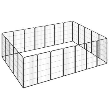 vidaXL Hondenkennel 24 panelen 50 x 100 cm gepoedercoat staal zwart