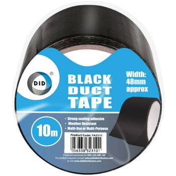 DID duct tape/reparatietape zwart 10 meter x 48 mm - Tape (klussen)