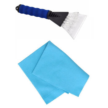 Autoramen IJskrabber soft grip blauw 25 cm met anti-condens doek - IJskrabbers