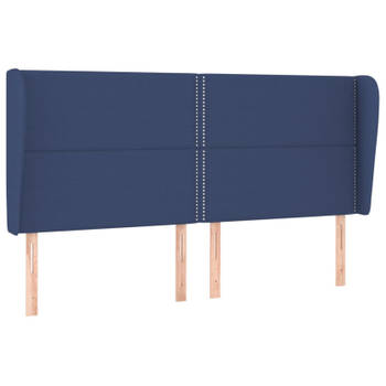 vidaXL Hoofdbord met randen 183x23x118/128 cm stof blauw