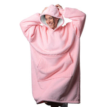 Corduroy Hoodie Sweater Velours - Roze