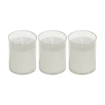 3x Witte kaars navulling voor kaarsenhouder 5 x 6,5 cm 24 branduren - Stompkaarsen