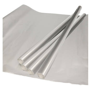 Multipak van 4x stuks luxe inpakpapier/cadeaupapier metallic zilver 200 x 70 cm - Cadeaupapier
