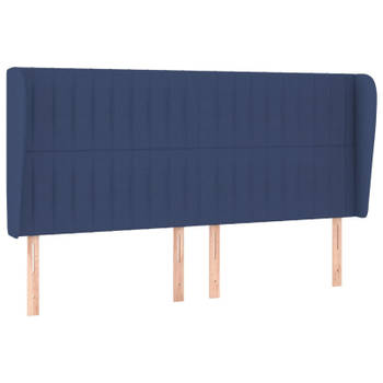 vidaXL Hoofdbord met randen 203x23x118/128 cm stof blauw