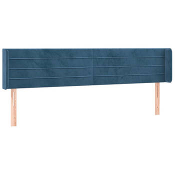 vidaXL Hoofdbord met randen 163x16x78/88 cm fluweel donkerblauw