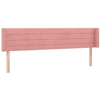 vidaXL Hoofdbord met randen 183x16x78/88 cm fluweel roze