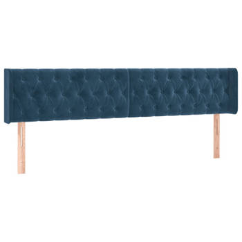 vidaXL Hoofdbord met randen 203x16x78/88 cm fluweel donkerblauw