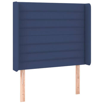 vidaXL Hoofdbord met randen 103x16x118/128 cm stof blauw