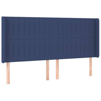 vidaXL Hoofdbord met randen 203x16x118/128 cm stof blauw