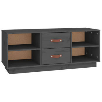 vidaXL Tv-meubel 100x34x40 cm massief grenenhout grijs