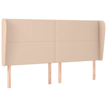 vidaXL Hoofdbord met randen 183x23x118/128cm kunstleer cappuccinokleur