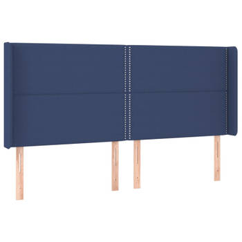 vidaXL Hoofdbord met randen 203x16x118/128 cm stof blauw