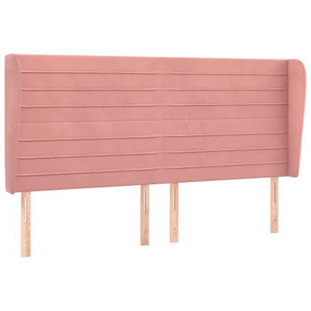 vidaXL Hoofdbord met randen 203x23x118/128 cm fluweel roze