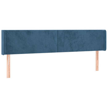 vidaXL Hoofdbord met randen 203x16x78/88 cm fluweel donkerblauw