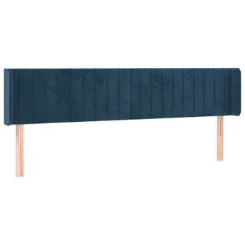 vidaXL Hoofdbord met randen 183x16x78/88 cm fluweel donkerblauw