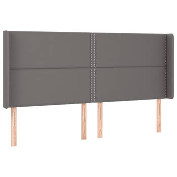 vidaXL Hoofdbord met randen 163x16x118/128 cm kunstleer grijs