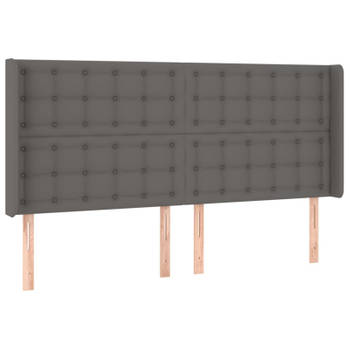 vidaXL Hoofdbord met randen 203x16x118/128 cm kunstleer grijs