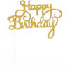 Cake topper happy birthday glitter Goud Taartversiering