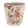 HAES DECO - Bloempot Ø 19x18 cm Roze Beige Keramiek Bloemen Bloempot binnen Plantenpot Plant pot