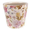 HAES DECO - Bloempot Ø 17x16 cm Roze Beige Keramiek Bloemen Bloempot binnen Plantenpot Plant pot