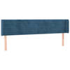 vidaXL Hoofdbord met randen 163x16x78/88 cm fluweel donkerblauw