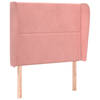 vidaXL Hoofdbord met randen 83x23x118/128 cm fluweel roze