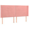 vidaXL Hoofdbord met randen 203x16x118/128 cm fluweel roze