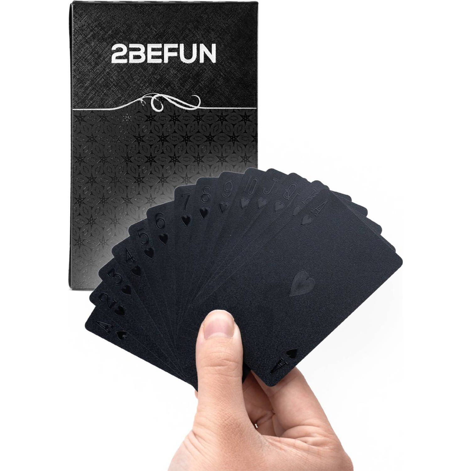 2BEFUN Luxe Waterdichte kaarten - Zwart - Kaartspel - Speelkaarten - Spelletjes voor volwassenen - Pokerkaarten